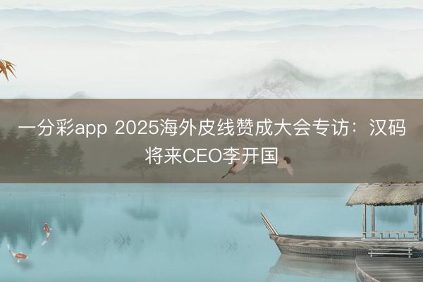 一分彩app 2025海外皮线赞成大会专访：汉码将来CEO李开国