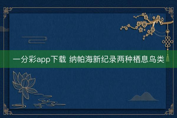 一分彩app下载 纳帕海新纪录两种栖息鸟类